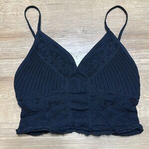 Free People Bralette Lace Tank‎ Black  Coquette